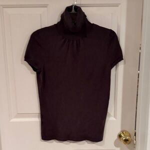 Ann Taylor Women's Short-Sleeve Turtleneck Top in Brown Med